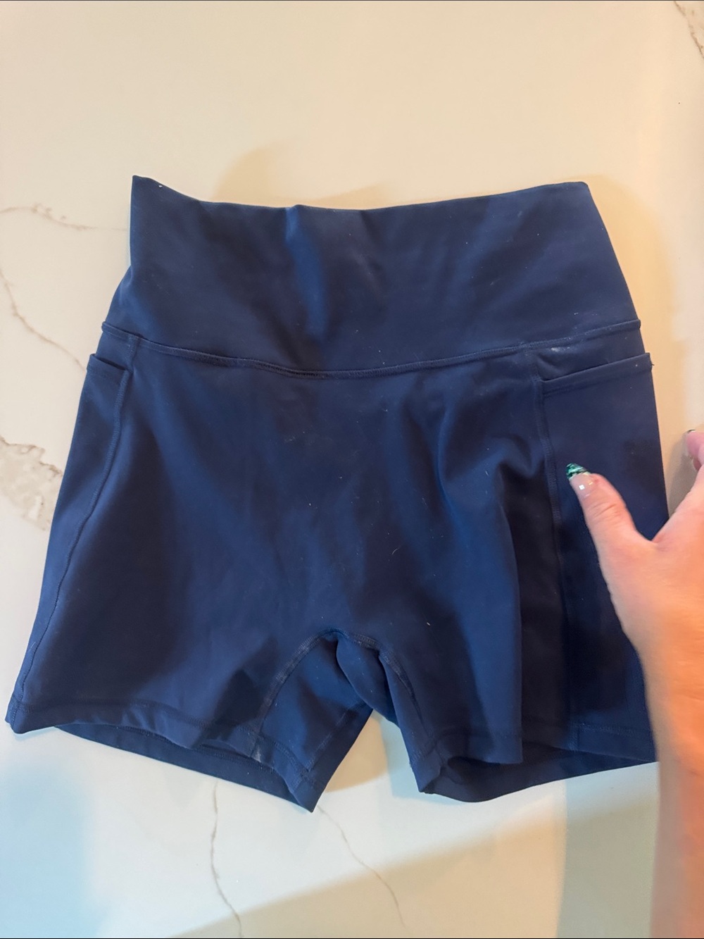 LSKD High-Waist Navy Women’s Active Shorts